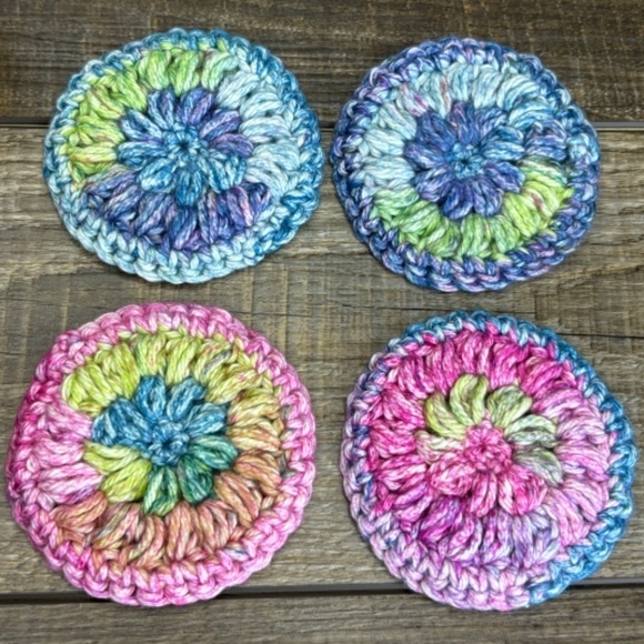 Handcrafted Crochet Face Round Makeup Remover Scrubbies Set Cotton Yarn - Picture 4 of 6